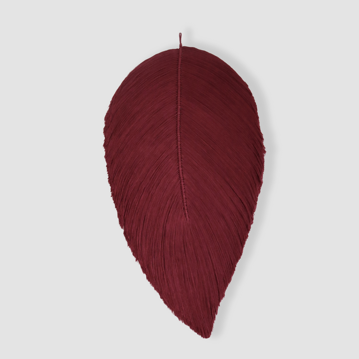 Fiber art leaf in Wine