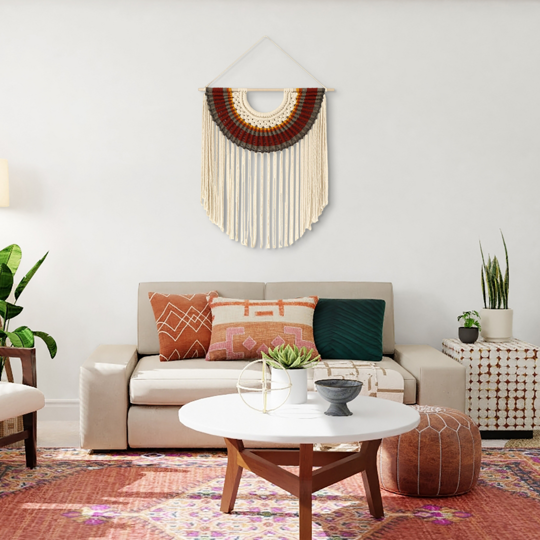 Bohemian macrame wall hanging on sale – handmade fiber artwork