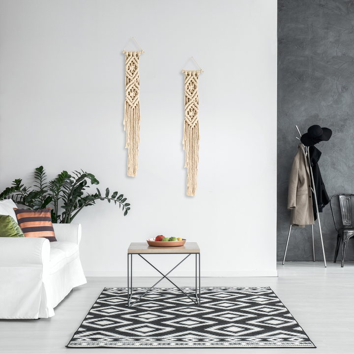 Tassel Wall Hanging-Diamond Tassel Intricate macrame wall hanging with unique pattern, handcrafted to add a rustic art touch to any decor