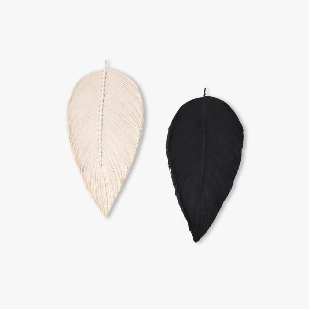 Large macrame Leaf Wall Hanging | Set of Leaf in Natural & Charcoal