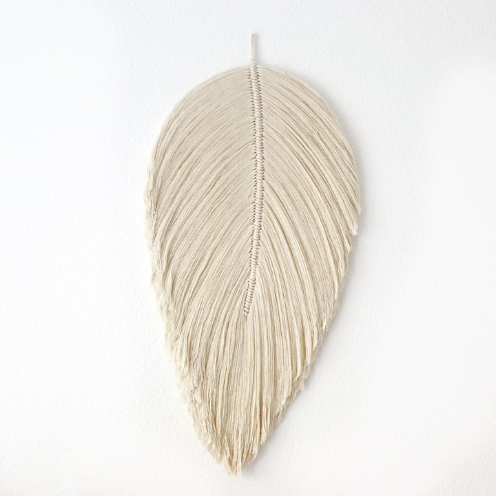 Set of Large Macrame Leaves in Ivory