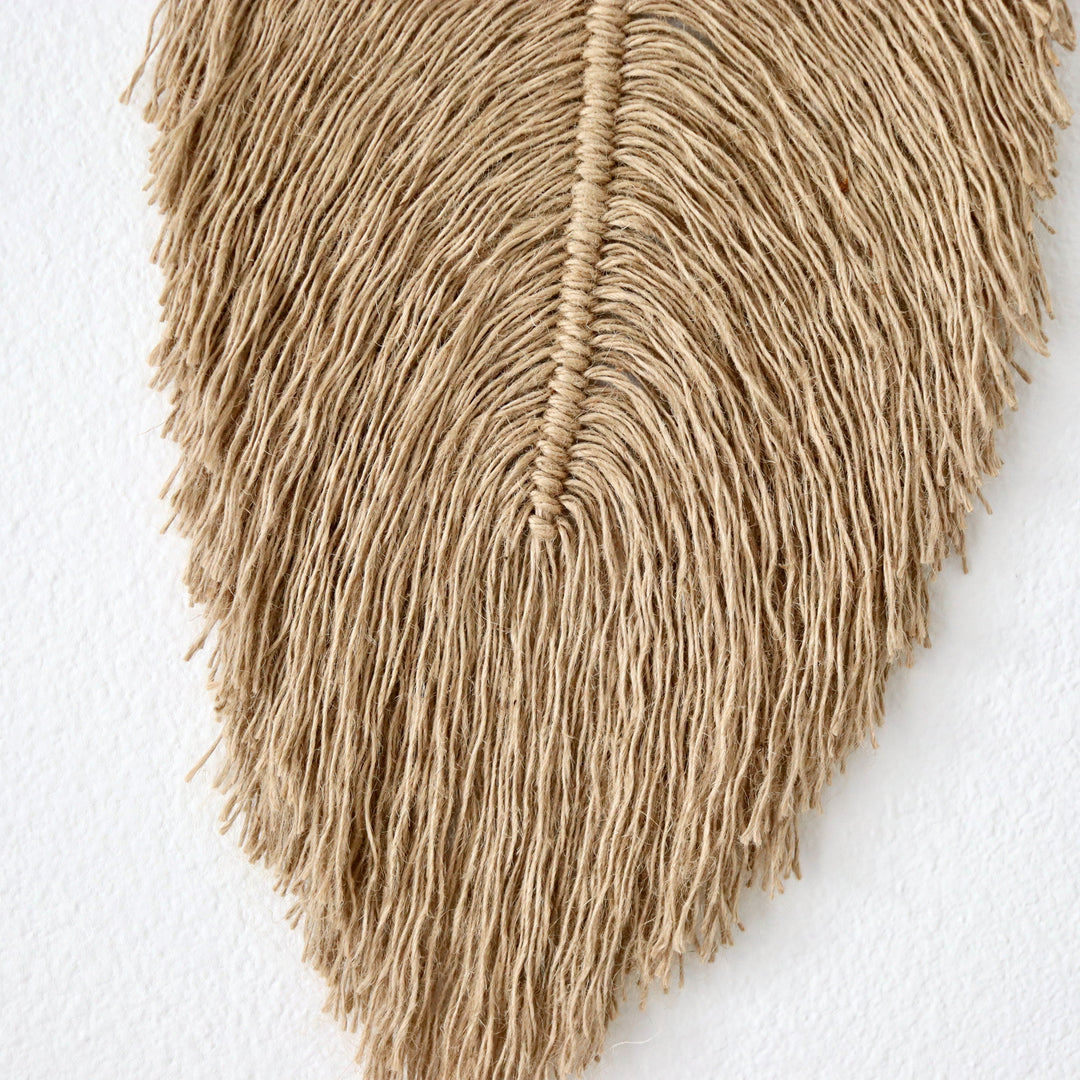 Large set of wall hanging leaf in Jute and charcoal