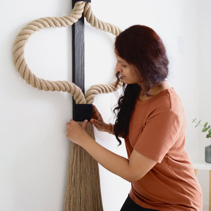 Geometric fiber rope art sculpture in neutral tones, creating a minimalist aesthetic - Yashi Designs