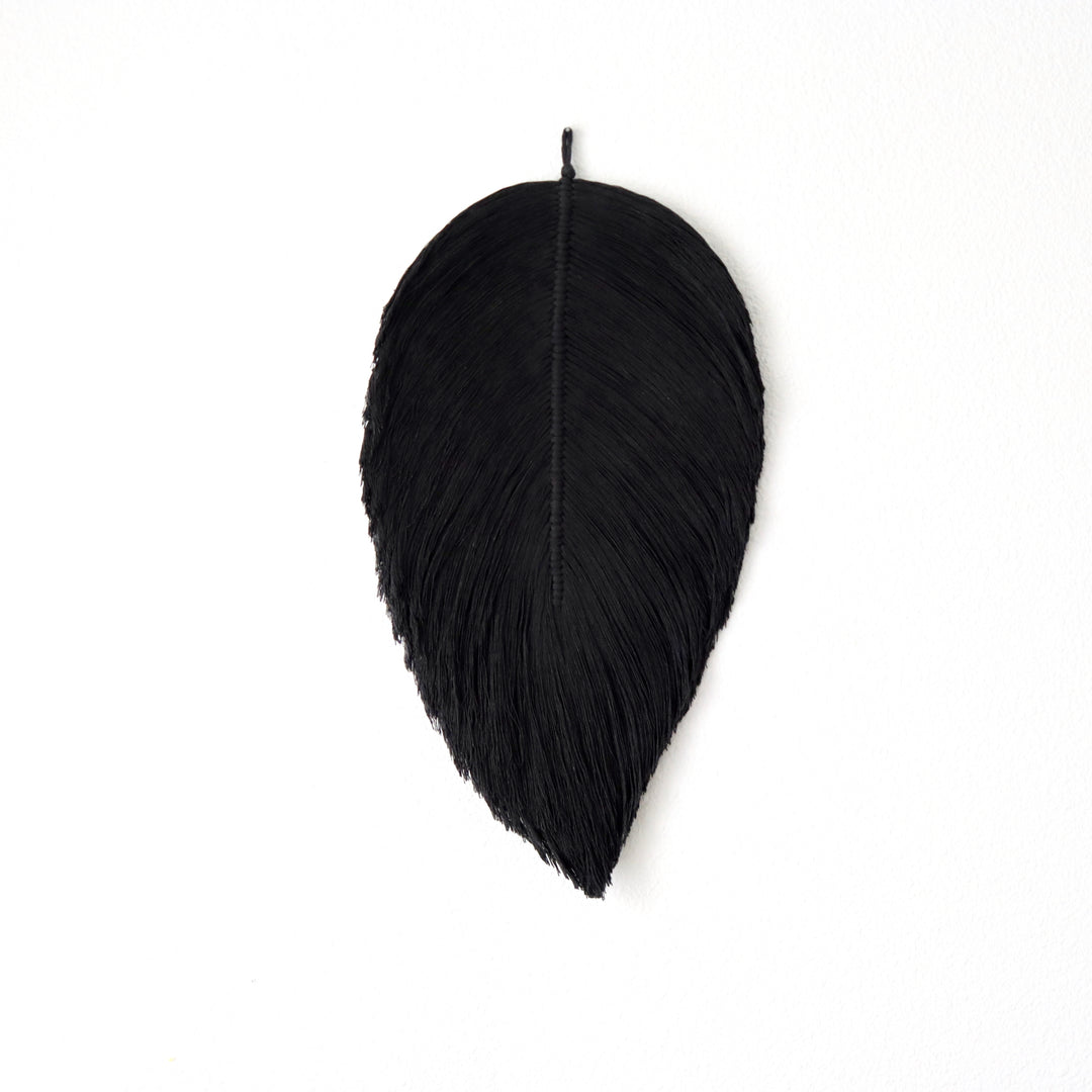 Large set of wall hanging leaf in Jute and charcoal