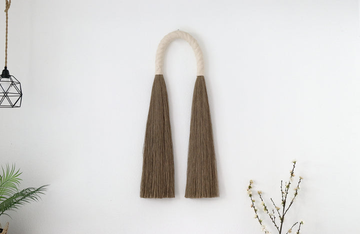 Neutral ivory Jute Arches wall sculpture – sustainable fiber art design