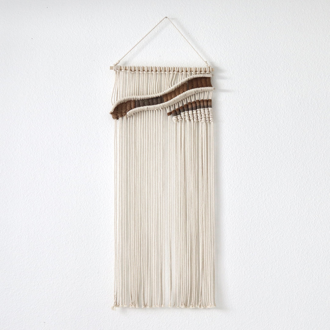 Dimension Wall Hanging-Desert-scape, Modern fiber art pieces 'Abstract Landscape' and 'Abstract River', showcasing creative interpretations in wall decor - Yashi Designs
