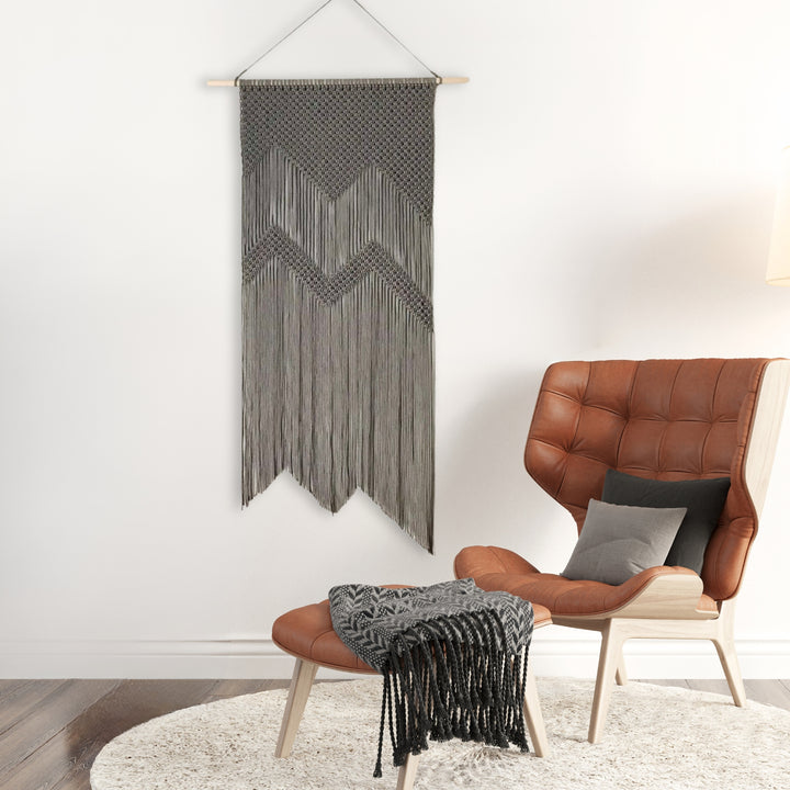 Tall macrame landscape wall hanging Tapestry with Color selection, Macrame wall hanging featuring a mountain design, a bohemian decor piece handcrafted for nature lovers - Yashi Designs