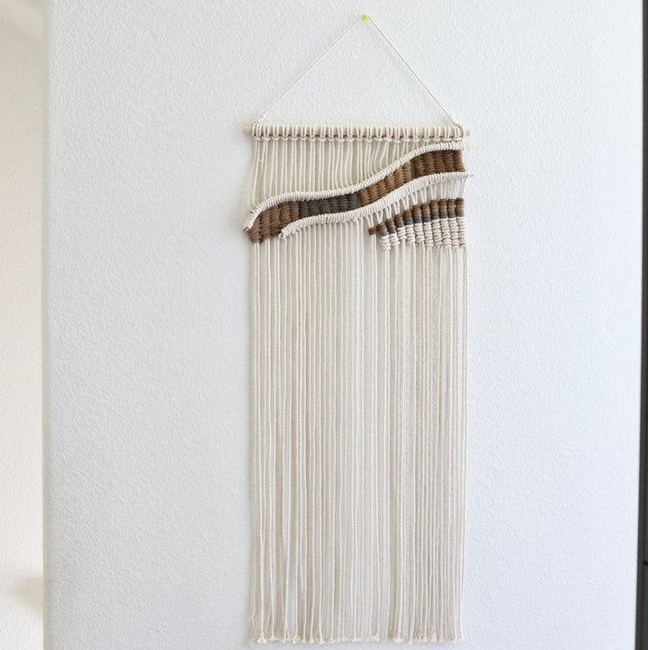 Dimension Wall Hanging-Desert-scape, Modern fiber art pieces 'Abstract Landscape' and 'Abstract River', showcasing creative interpretations in wall decor - Yashi Designs