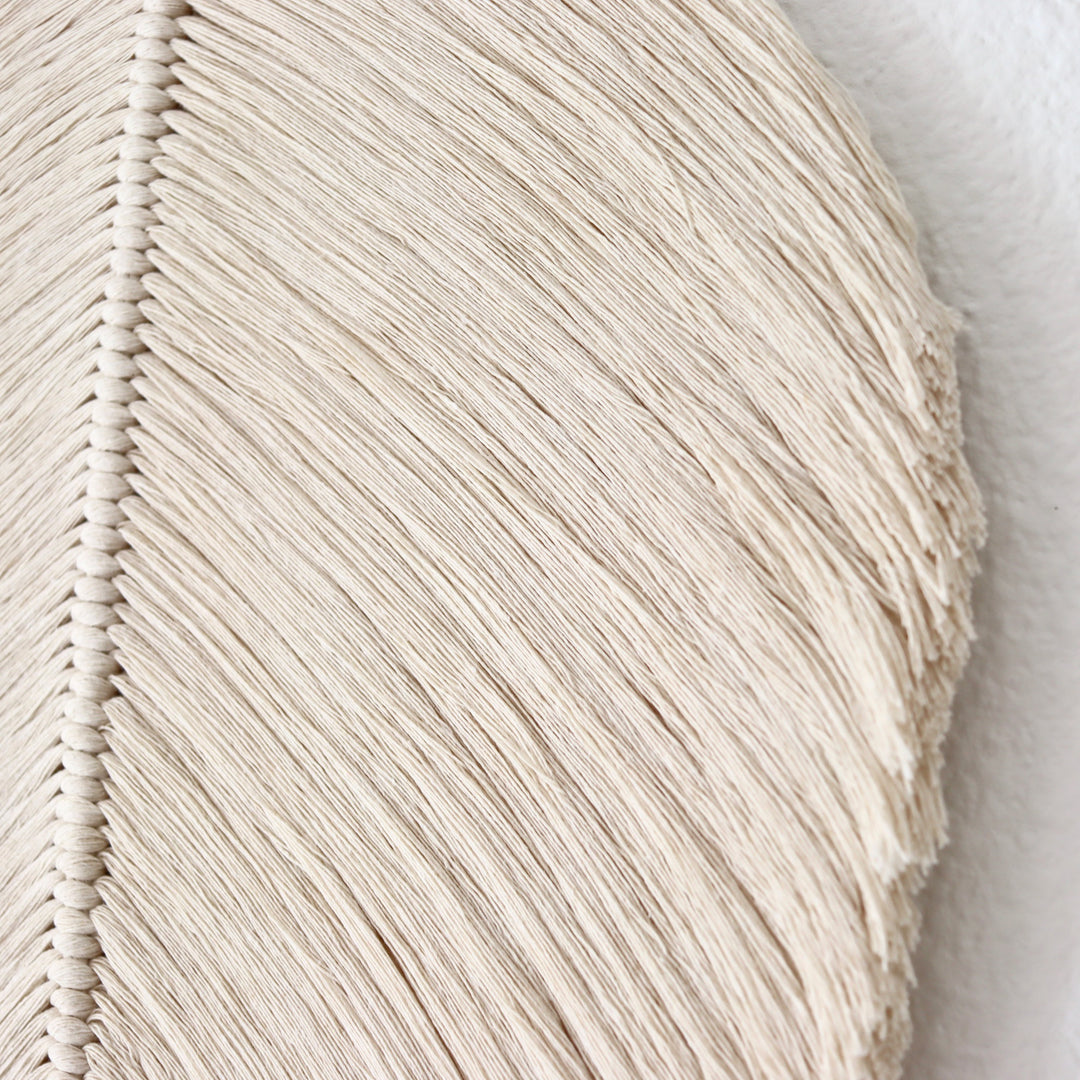 Large Macrame Leaf Wall Hanging Set in Natural & Basil