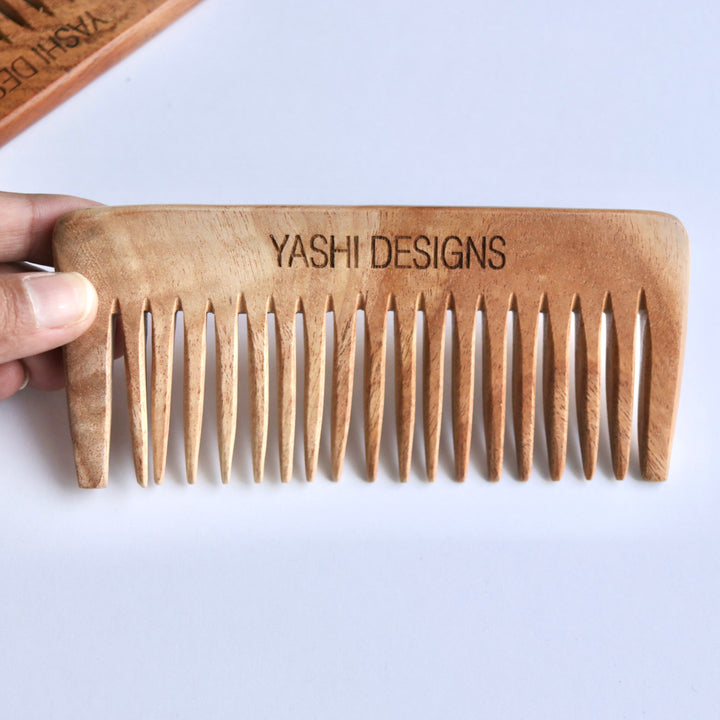 Handcrafted Neem Wood Comb by Yashi Designs, sustainable and eco-friendly and organic grooming essential