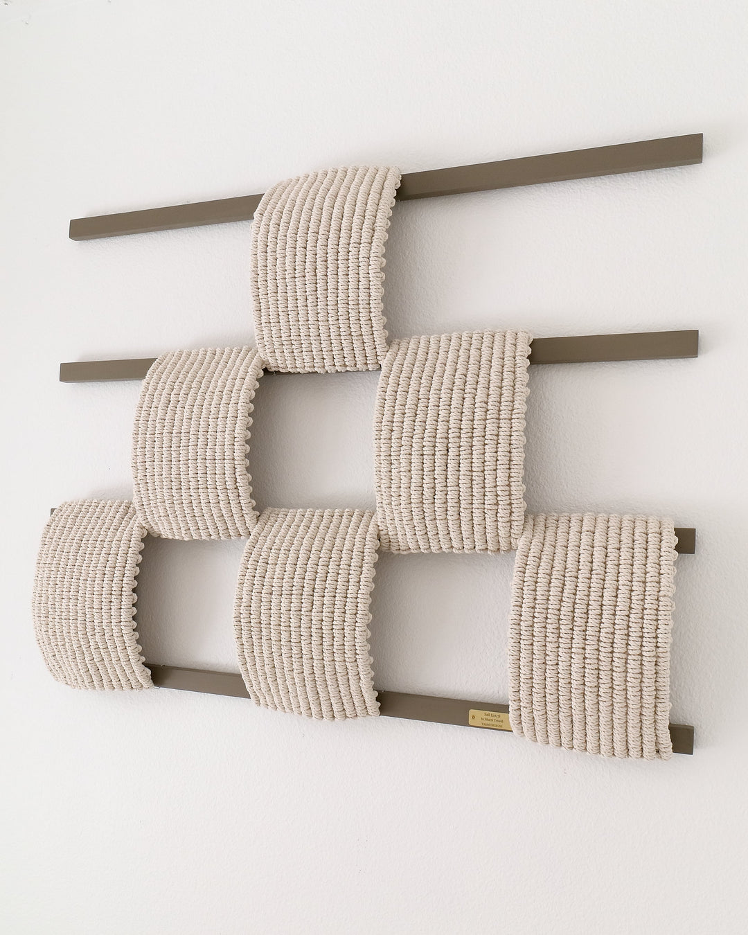 Modern contemporary fiber art wall sculpture 'pyramid' by Yashi Designs, embodying unique wall decor.