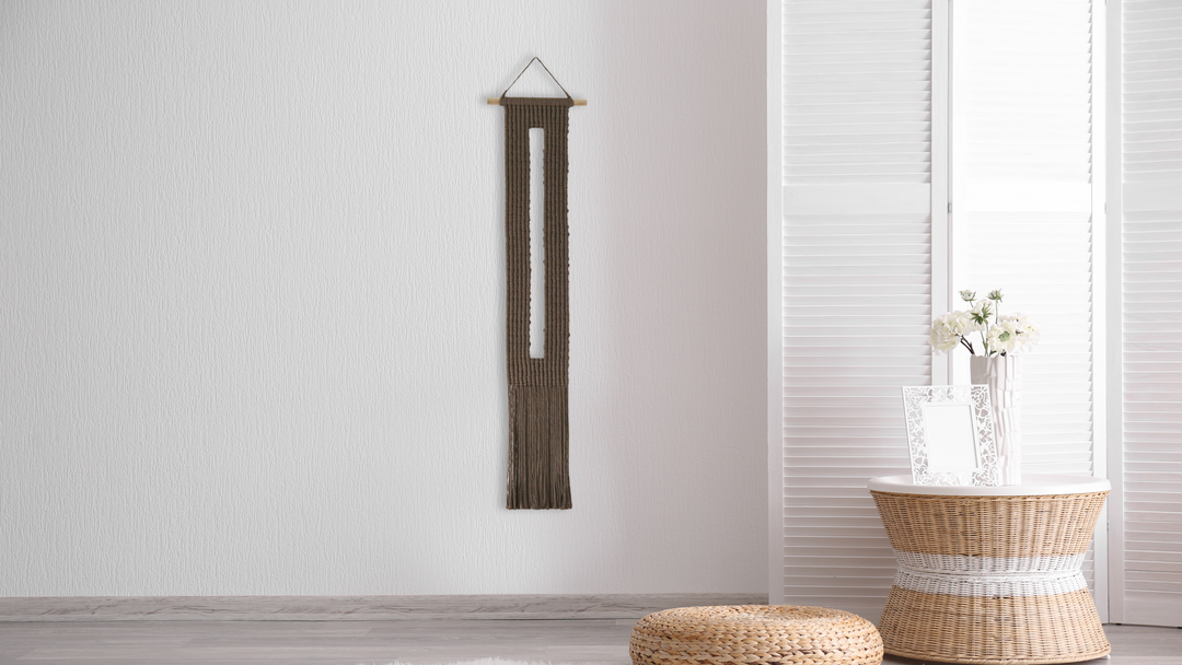 Best gifts, Minimalist macrame wall hanging featuring a clean and elegant design with a contemporary look.