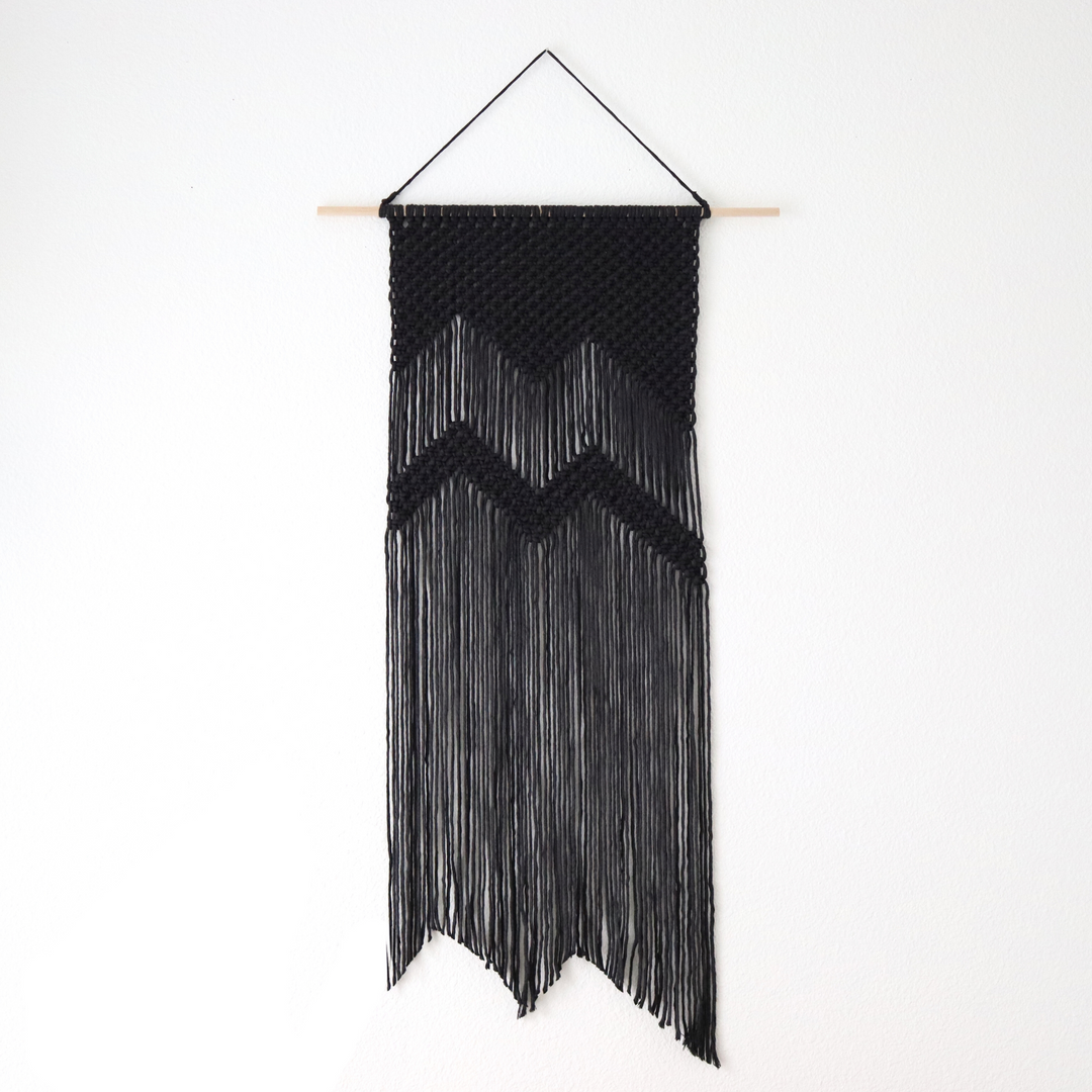 Tall macrame landscape wall hanging - The Mountains