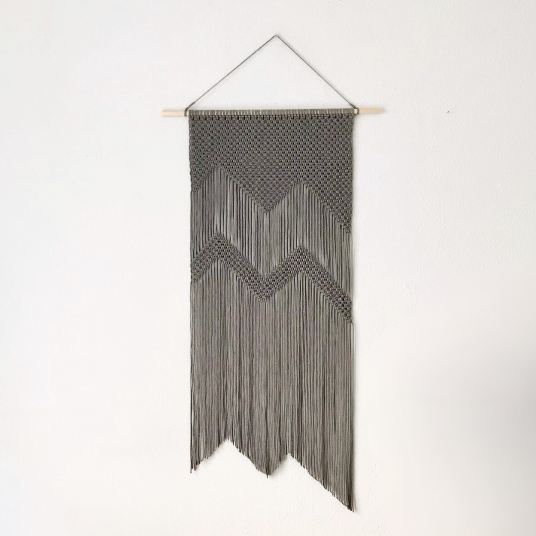 Tall macrame landscape wall hanging Tapestry with Color selection, Macrame wall hanging featuring a mountain design, a bohemian decor piece handcrafted for nature lovers - Yashi Designs