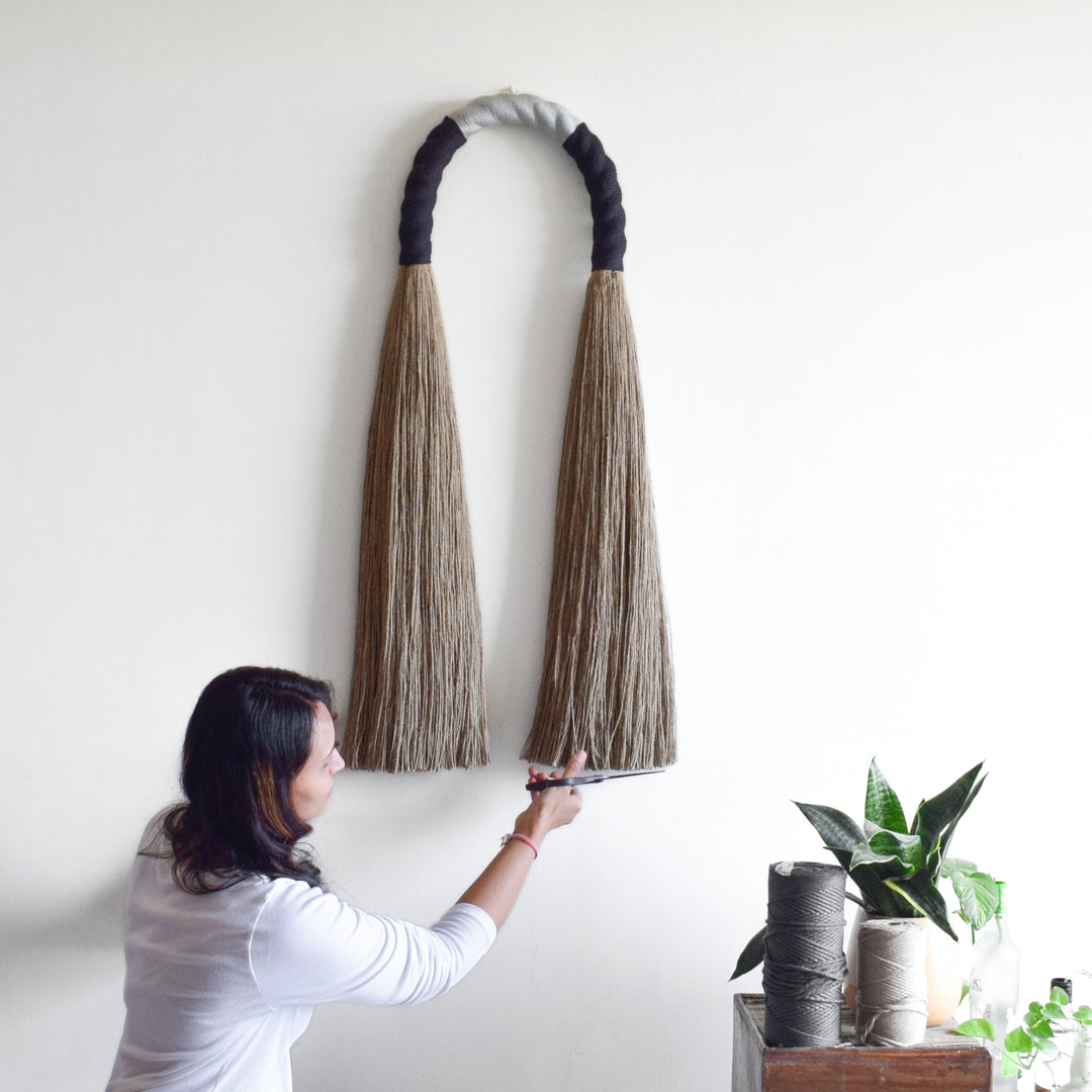 Rope Art Wall Hanging | Jute Arch in Black & Silver