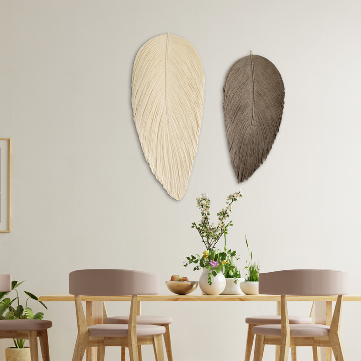 Extra Large Macrame Leaf Wall Hanging Set | 5 feet & 4 Feet Leaf