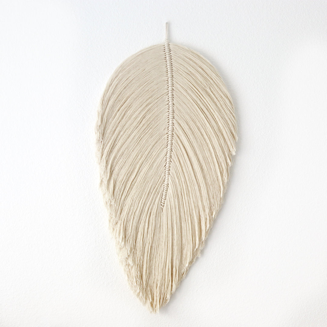 Set of Large Macrame Leaves in Ivory