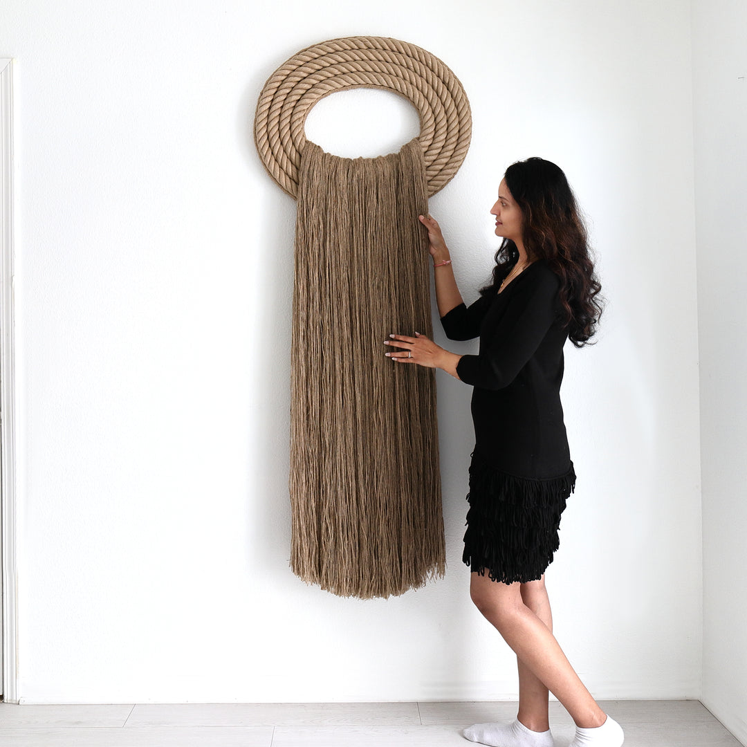 Modern Fiber Art Sculpture- Cascading Serenity I