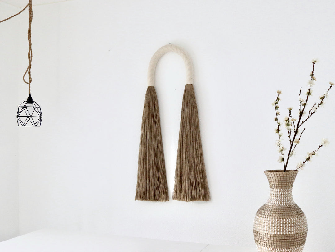 Elegant ivory Jute Arches – handmade fiber wall hanging for living room décor