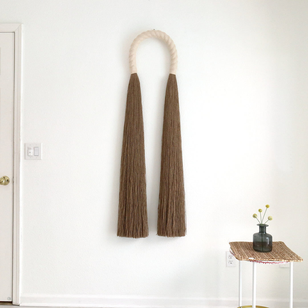 Ivory Jute Arches fiber art – eco-friendly handcrafted wall sculpture