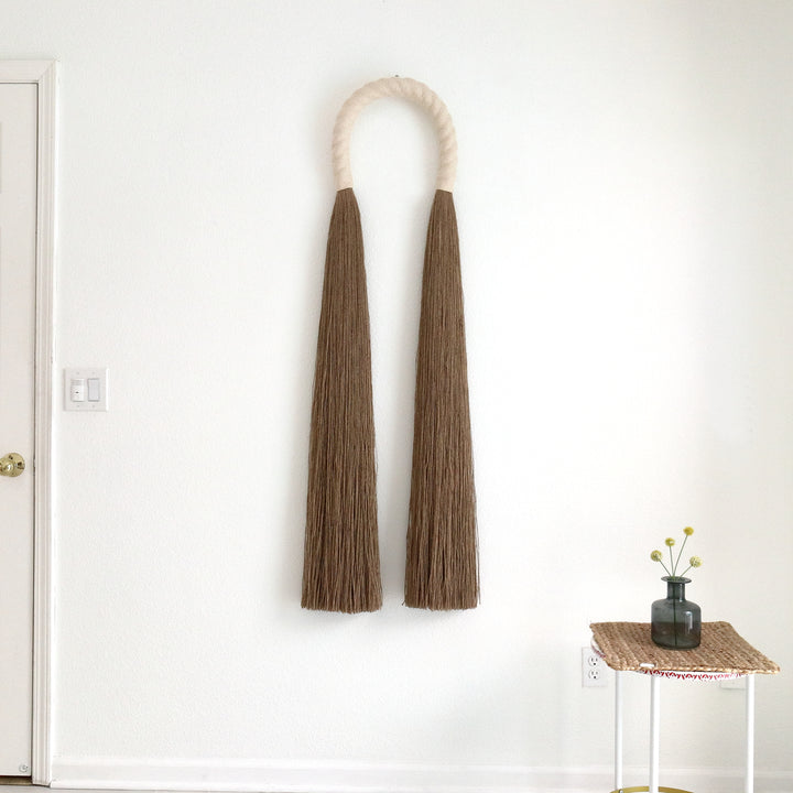 Ivory Jute Arches fiber art – eco-friendly handcrafted wall sculpture