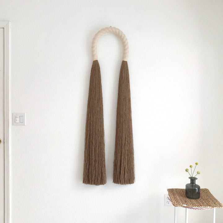 Contemporary rope sculpture arch – handmade statement wall hanging