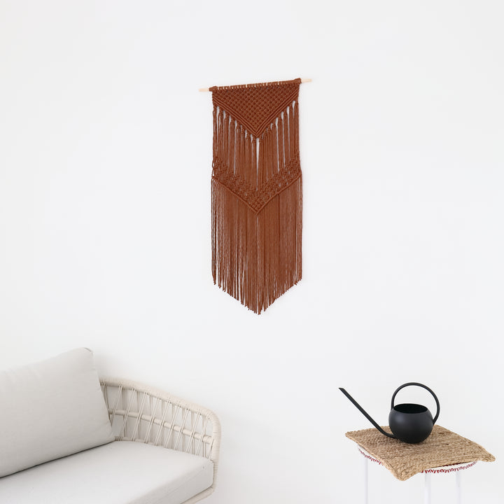 Interior styling with geometric fiber wall art 