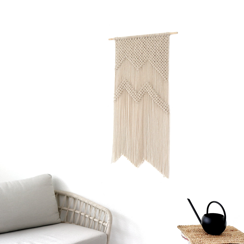 Macrame wall hanging mountains – handmade fiber art décor