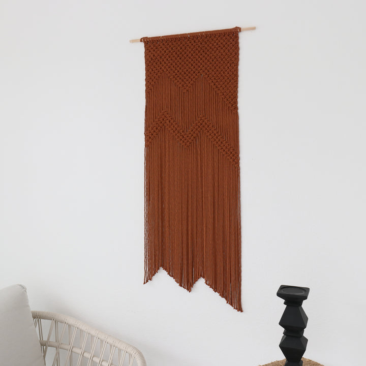 Handmade macrame mountain design wall art for modern homes