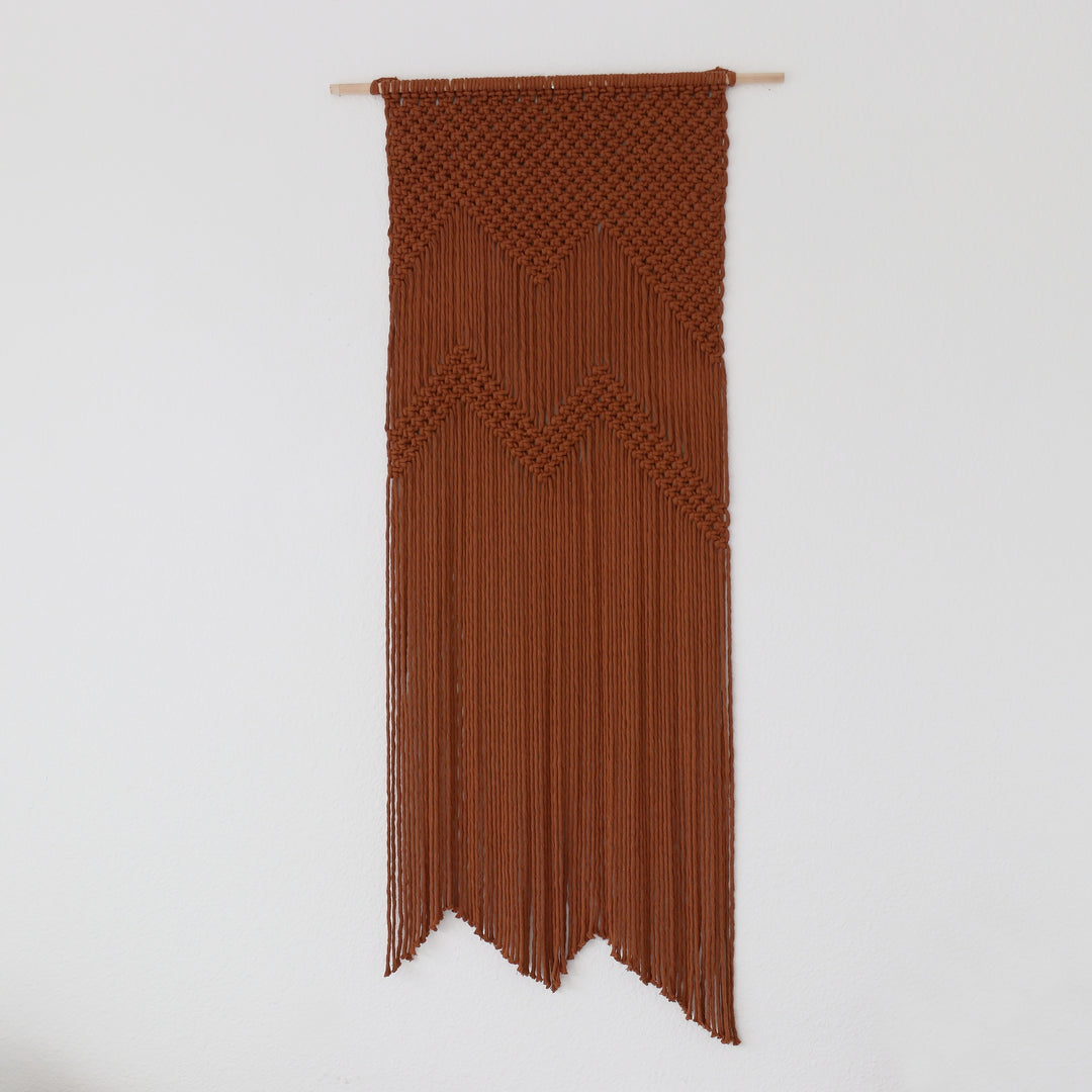 Bohemian style macrame wall hanging mountains for living room