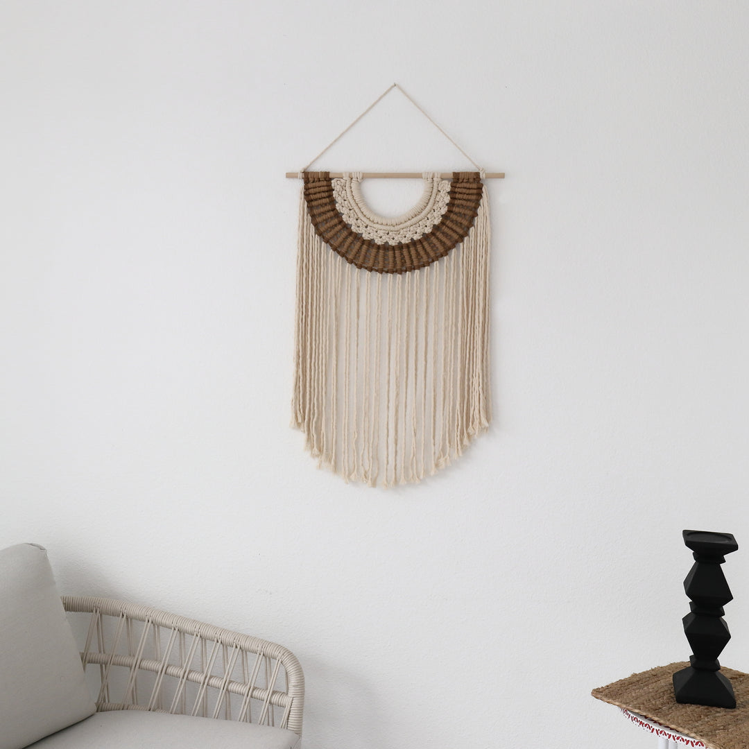 Modern neutral macrame wall décor handmade in cotton cord
