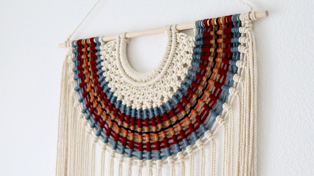 Color variation of macrame wall hanging on clearance