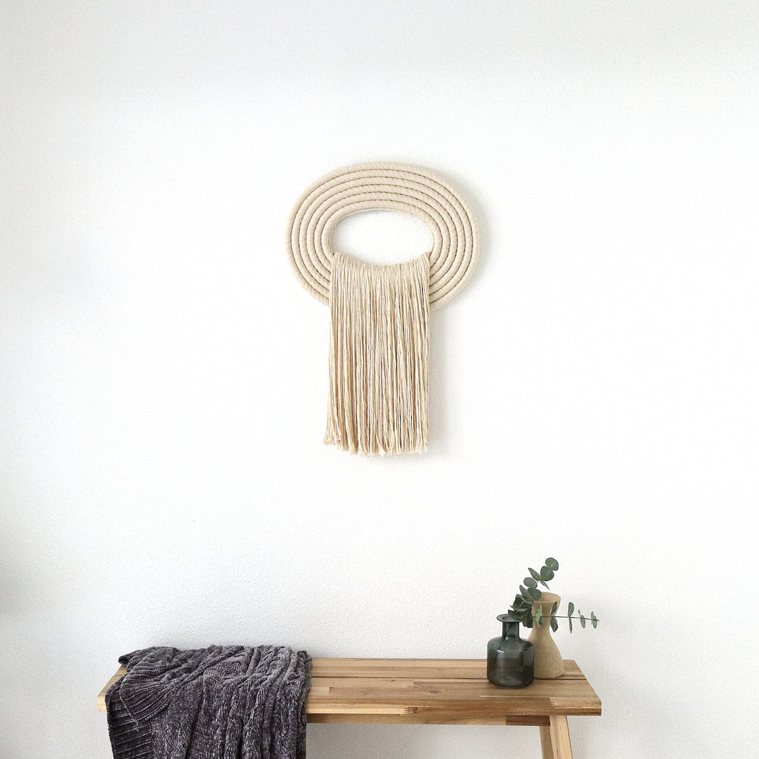 Large Fiber Art Wall hanging | The Crest in Ivory