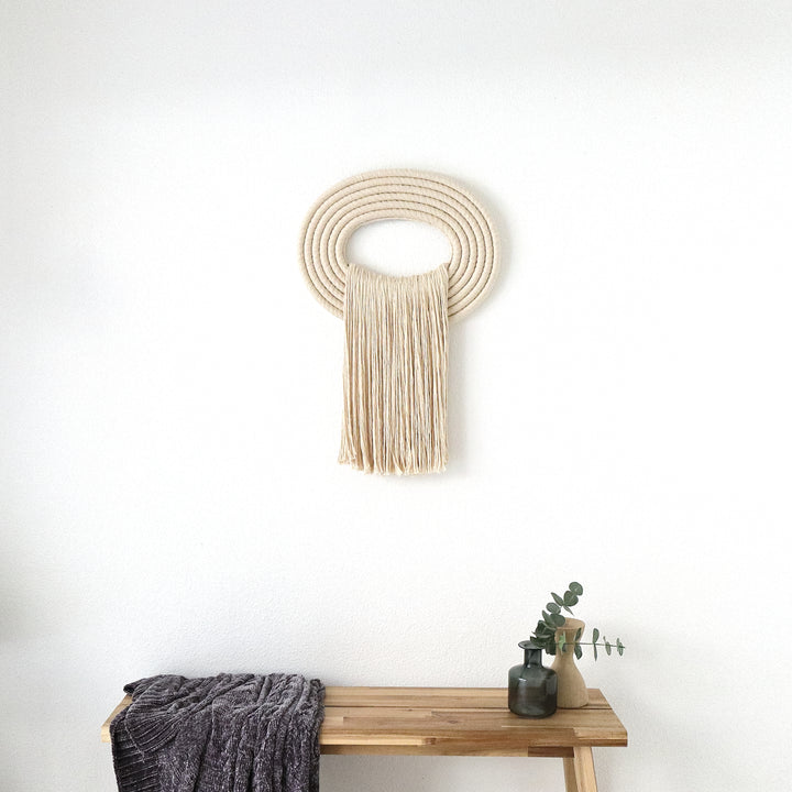 Large Fiber Art Wall hanging | The Crest in Ivory