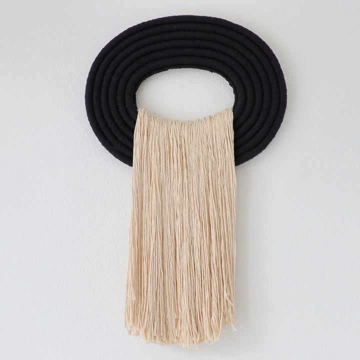 waterfall inspired fiber wall sculpture in black