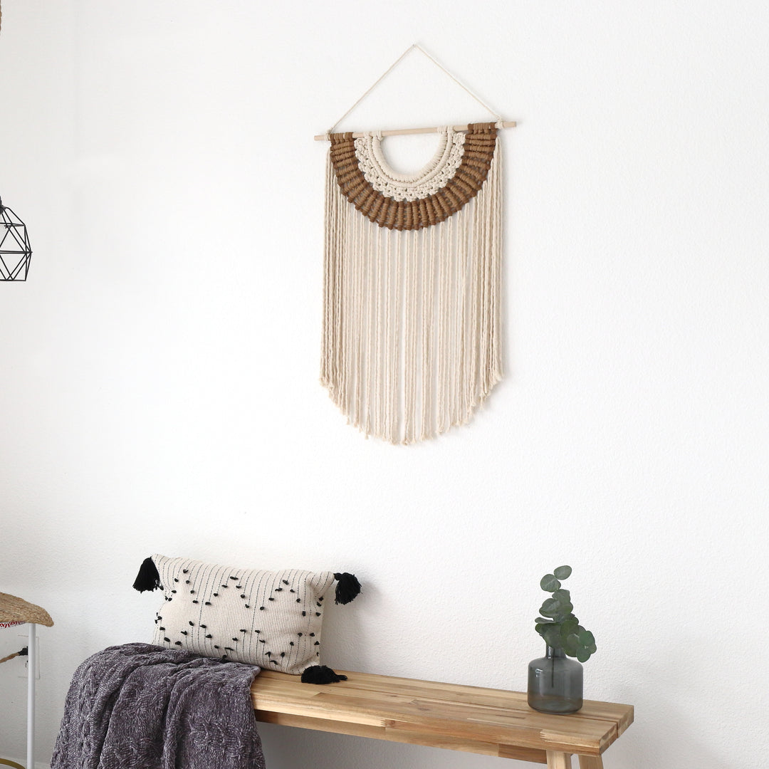 Modern neutral macrame wall décor handmade in cotton cord