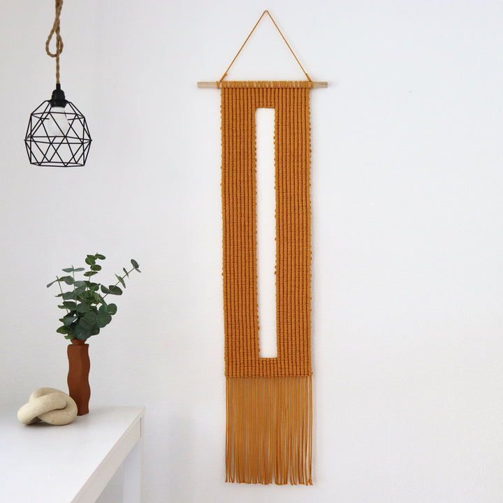 Macrame Wall Hanging Tapestry- Keyhole, Minimalist macrame wall hanging featuring a clean and elegant design with a contemporary look.  