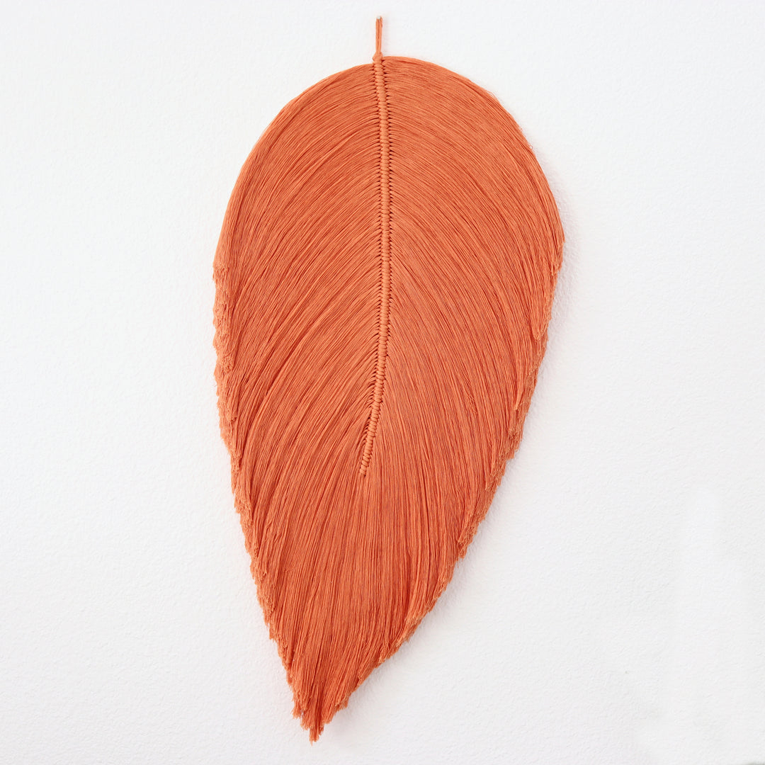 Wall Hanging Leaf set in Coral & Natural