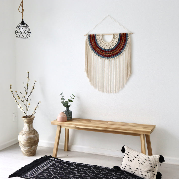 Contemporary macrame wall hanging 'TERRA' by Yashi Designs, showcasing handcrafted fiber art.
