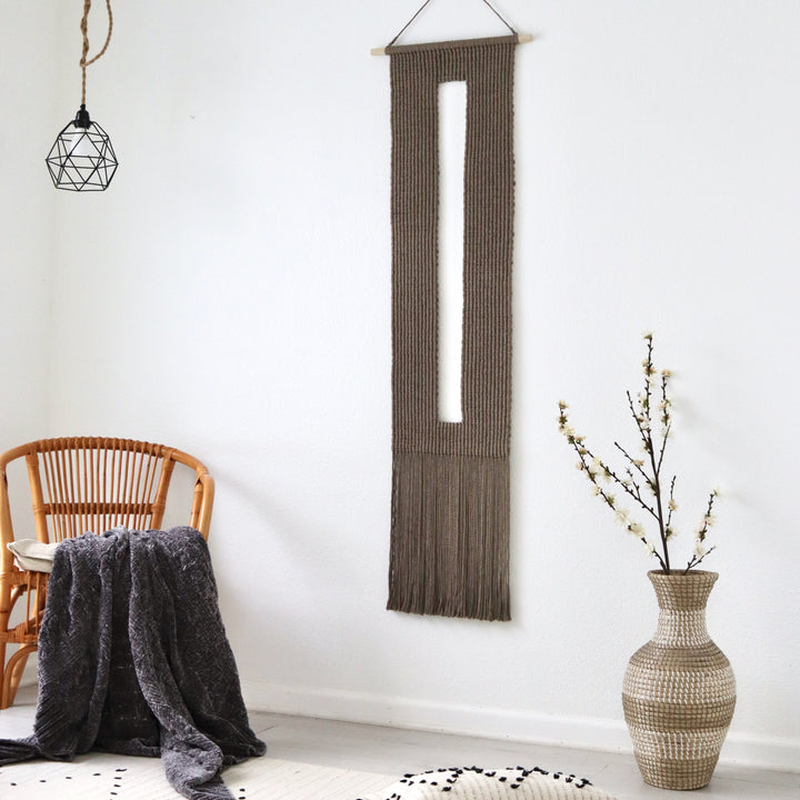 Extra large macrame wall hanging- Keyhole, Minimalist macrame wall hanging featuring a clean and elegant design with a contemporary look featuring a vertical design fiber art, handwoven for modern decor and Minimalistic Art