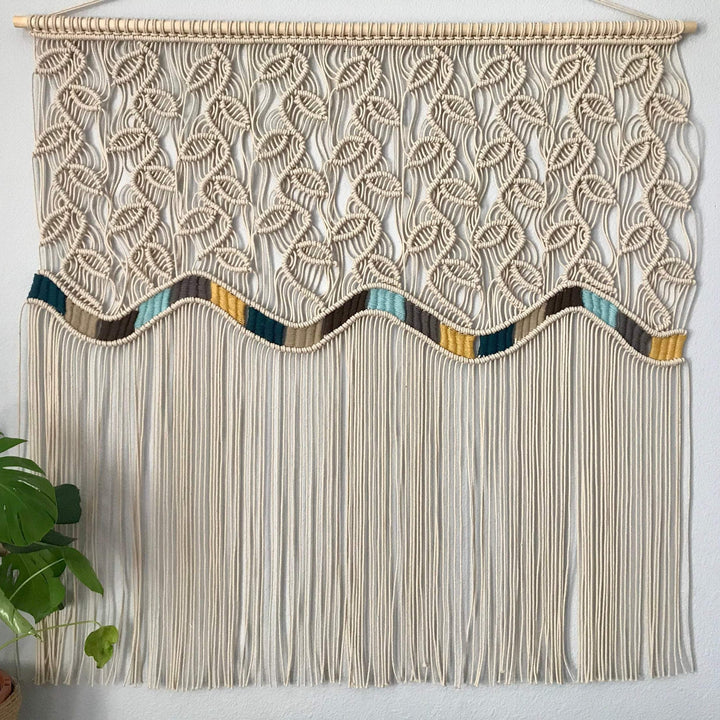 Extra-large 'SHORELINE' macrame wall hanging, bringing a bohemian and artistic flair to any room - Yashi Designs